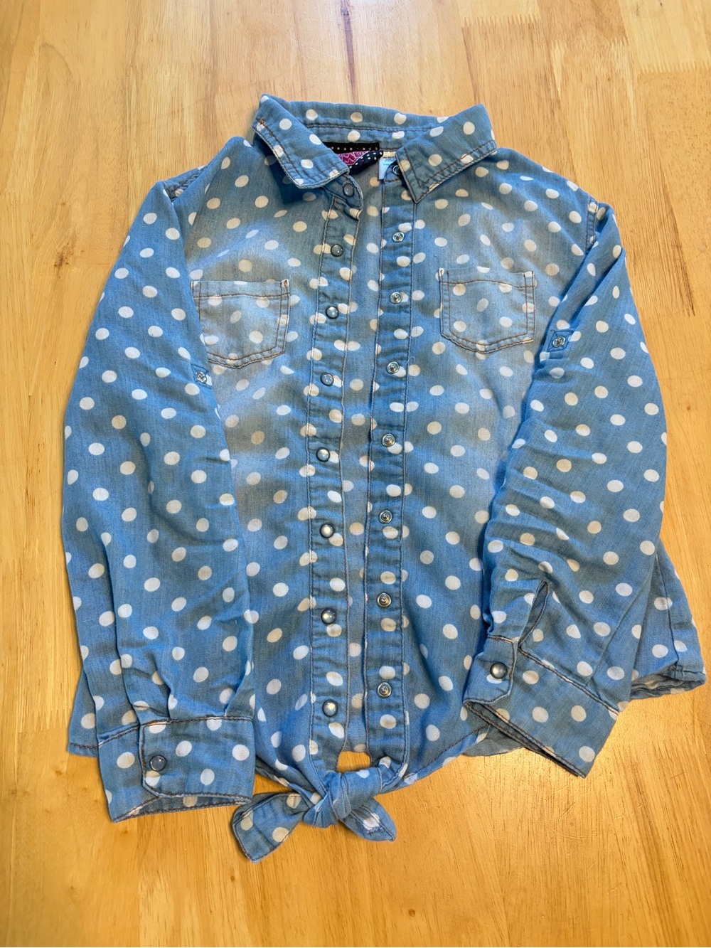Forever 21 Light Blue Polka Dot Button-Front Shirt